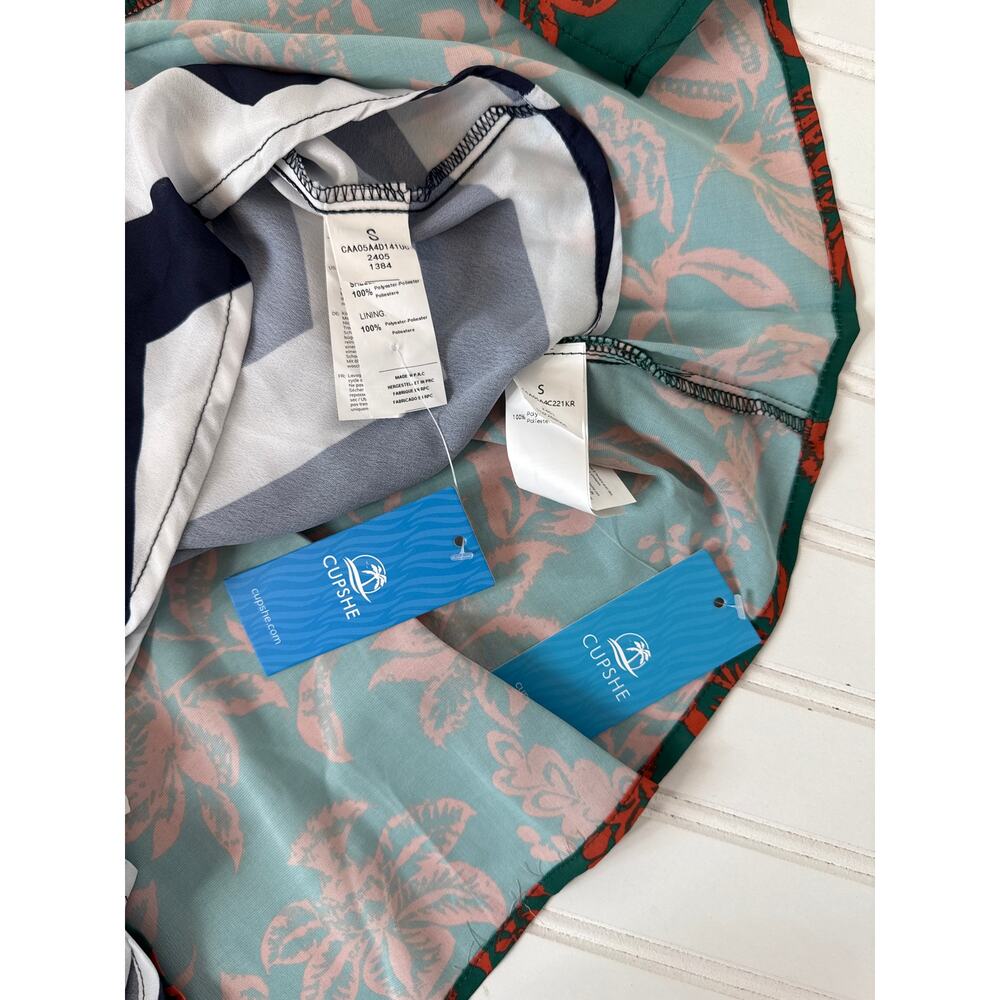 NWT Cupshe Dresses - Chevron Skirt Maxi & Floral Short Sleeve V-Neck Bundle Sz S - Picture 5 of 8